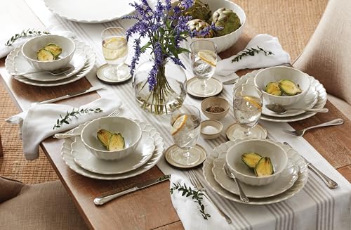 Lenox Dinnerware Set, French Perle Scallop 4-Piece Place Setting, Service For 1, Dinnerware Set, Stoneware, Includes Plates, Bowl, and Mug, Dishwasher And Microwave Safe, Dish Set (White, 4 Piece) - Image 3