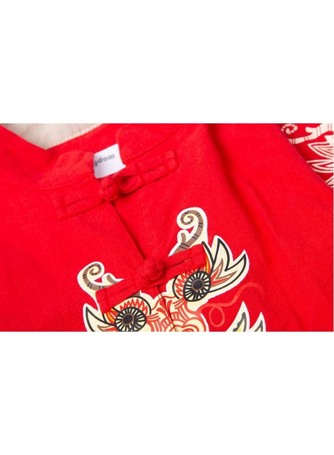 Mud Kingdom Little Boy Girls Outfits Tang Style Chinese New Year Suit Traditional Sets, Red, 3T - Image 5