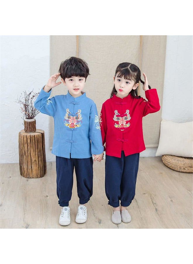 Mud Kingdom Little Boy Girls Outfits Tang Style Chinese New Year Suit Traditional Sets, Red, 3T - Image 2
