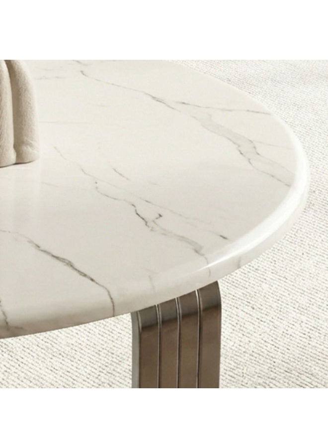 DANUBE HOME Retrova Round Coffee Table | Multifunctional Living Room Table | Space Saving Center Table | Modern Design Furniture For Living Room L100xW100xH38cm-White Grey/Gunmetal - Image 2