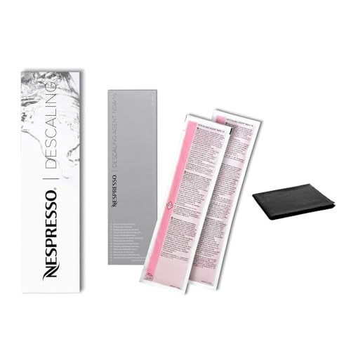 Nespresso Descaling Kit Solution, Fits all Models, 2 Packets, Descaling Solution for All Models, Includes Cleaning Cloth, Clear - Image 4