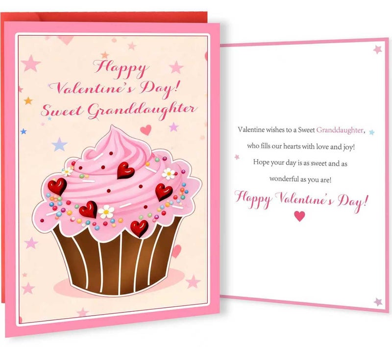 OJsensai Cute Cake Valentineâ€™s Day Card Gifts for Granddaughterï¼ŒSweet Valentines Day Gifts for Her Girl Kids from Grandma Grandpa Grandparents - Image 1