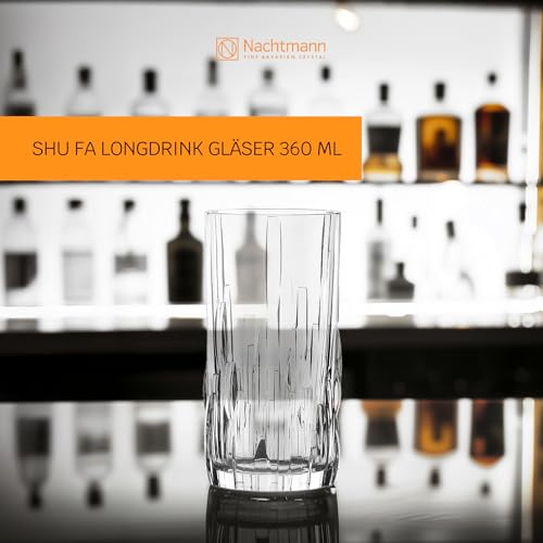 Nachtmann Shu Fa Long Drink Glasses – Set of 4 Lead-Free 12.2 oz Tall Crystal Tumblers, Chinese Calligraphy-Inspired Textured Design, Machine-Made Glassware for Cocktails, Beverages, Home Bars - Image 2