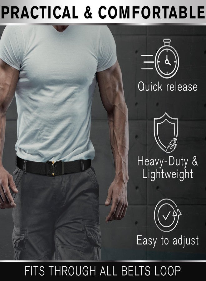 TECEUM Tactical Belt – Black B1 M – Heavy-Duty Military, Work, Hiking,Rigger, Utility, EDC Men’s Belts – Quick-Release – Nylon Web - Image 4
