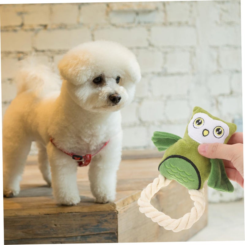 Interactive Plush Owl Toy With Realistic Sounds And Cotton Rope For Dogs And Cats - Image 5