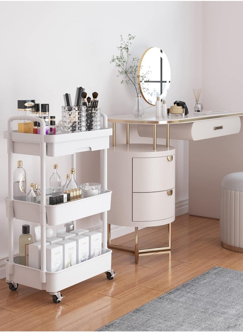 3-Tier Rolling Utility Cart with Drawer,Multifunctional Storage Organizer with Plastic Shelf & Metal Wheels,Storage Cart for Kitchen,Bathroom,Living Room,Office,White - pzsku/Z23131DD29CBB026E7F58Z/45/_/1709712790/0cfab2d7-7917-456c-be12-d73daa7e9fca