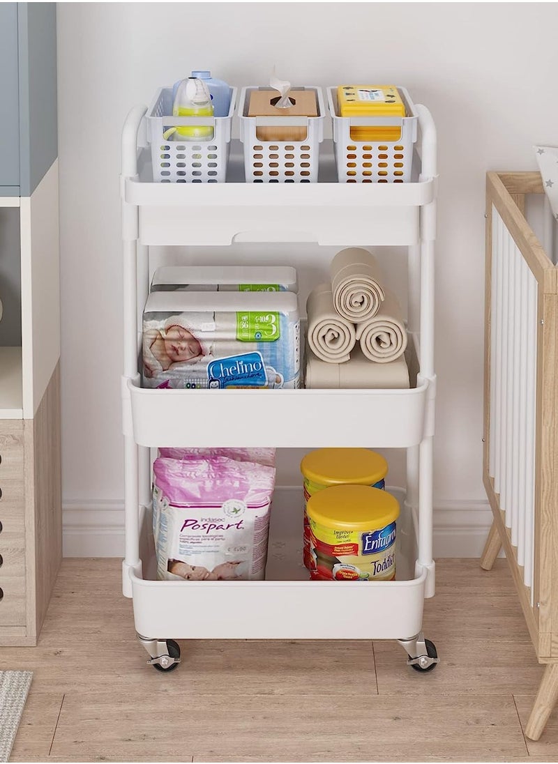 3-Tier Rolling Utility Cart with Drawer,Multifunctional Storage Organizer with Plastic Shelf & Metal Wheels,Storage Cart for Kitchen,Bathroom,Living Room,Office,White - pzsku/Z23131DD29CBB026E7F58Z/45/_/1721375978/5850a64c-e300-4a5b-ad62-c84015900866