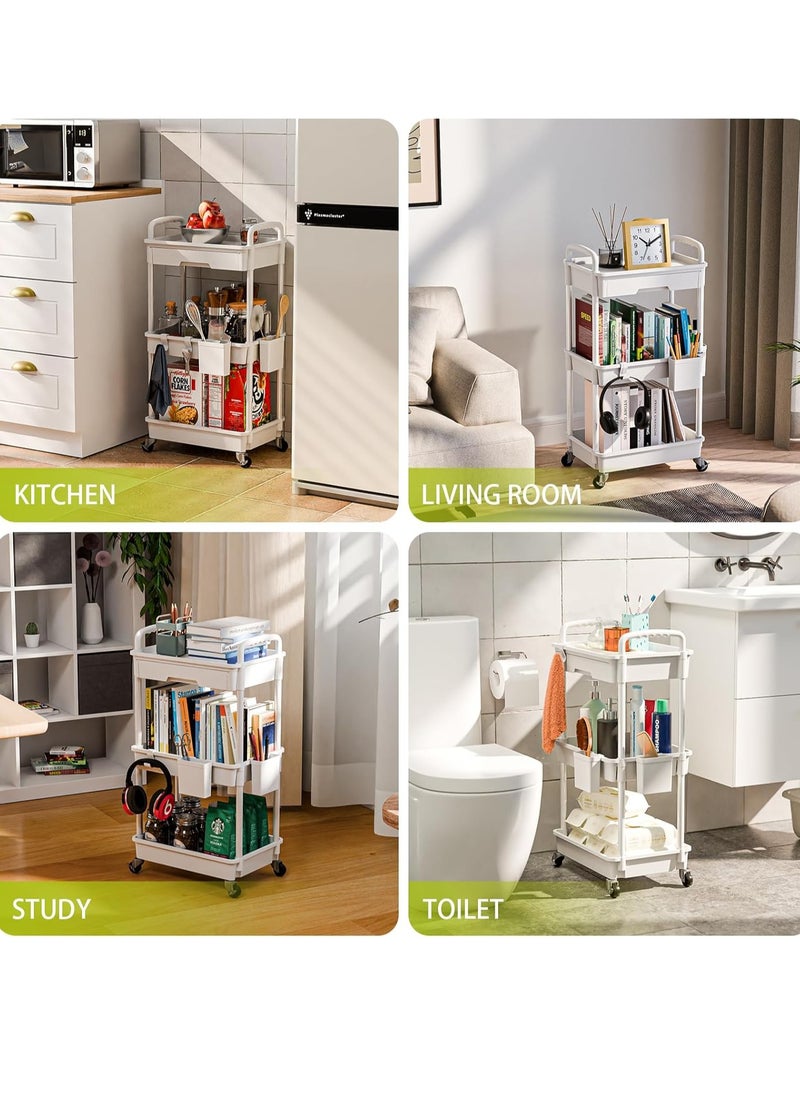 3-Tier Rolling Utility Cart with Drawer,Multifunctional Storage Organizer with Plastic Shelf & Metal Wheels,Storage Cart for Kitchen,Bathroom,Living Room,Office,White - pzsku/Z23131DD29CBB026E7F58Z/45/_/1721375979/75a9c159-76a9-401d-ad64-12b5bceea8da