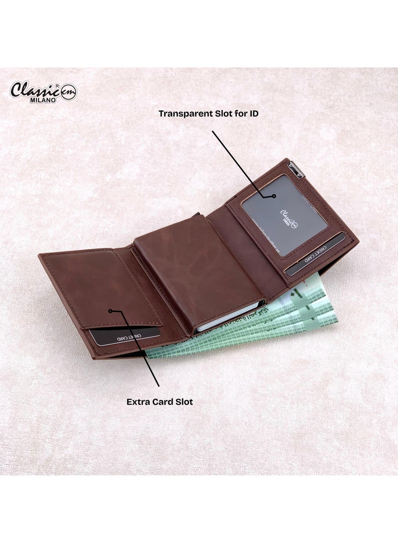 كلاسيك ميلانو محفظة كلاسيك ميلانو بحماية RFID للرجال والنساء - حامل بطاقات أوتوماتيكي بتصميم بوب أب - محفظة بطاقات آمنة ومدمجة للرجال - محفظة أنيقة للرجال والنساء  - Image 4