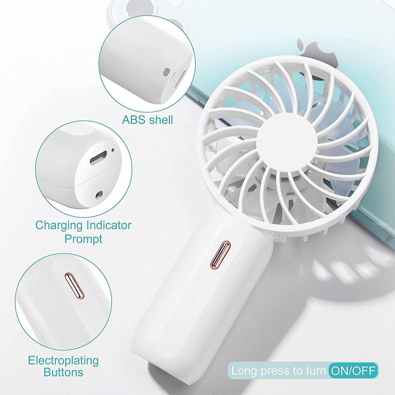 PADOM Occasional & permanent usable Handheld Mini Fan Battery Operated Small Personal Portable Fan Speed Adjustable USB Rechargeable Fan for Kids Girls Women Men Home Office Indoor Outdoor Travelling (White) Heat resistant - Image 4