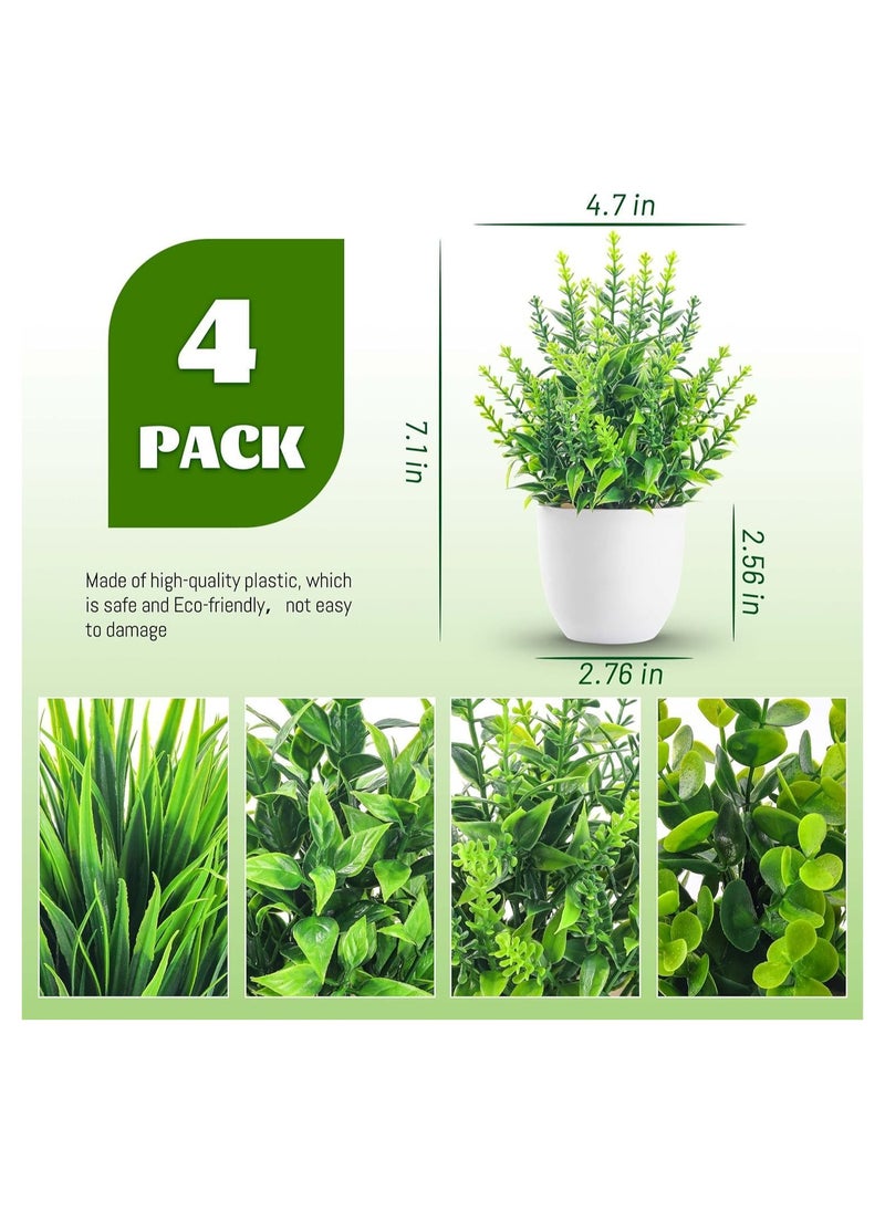 Generic 4 Packs Fake Plants Small Artificial Faux Plants Indoor for Home Office Farmhouse Bathroom Decor  - Image 2