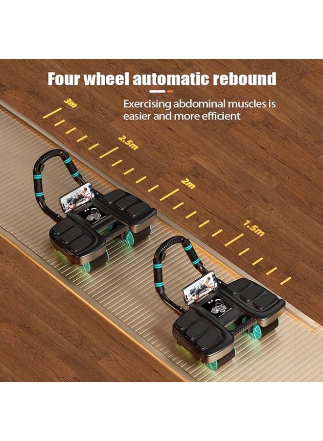DUNISO عجلة تمارين البطن ، عجلة تمارين بطن أوتوماتيكية بـ 4 عجلات مع دعم للكوع ، عجلة تمارين بطن منزلية مع عجلات نابضة ، قوية ومتينة ، لتمارين البطن الفعالة - Image 2