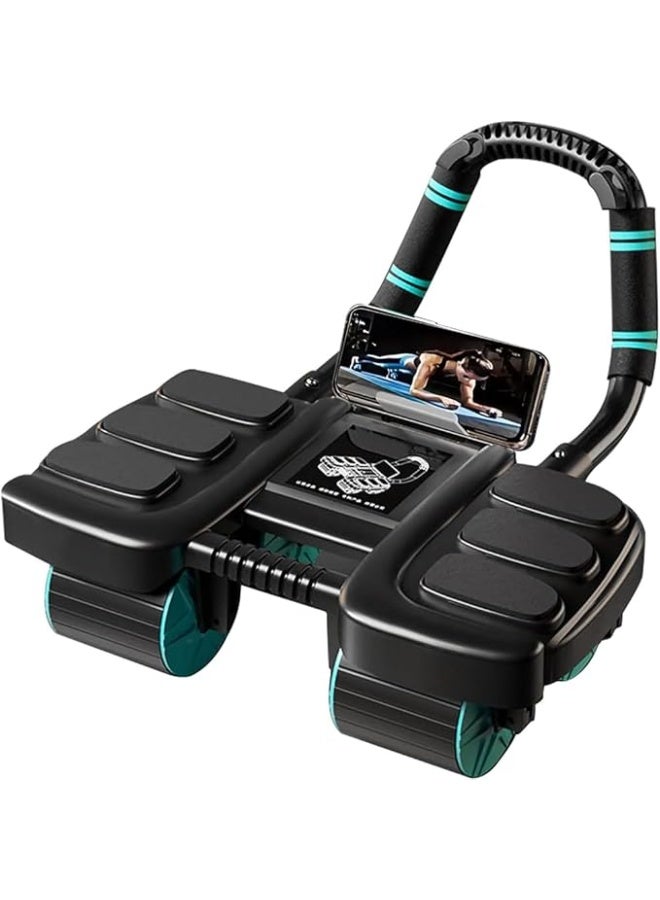 DUNISO عجلة تمارين البطن ، عجلة تمارين بطن أوتوماتيكية بـ 4 عجلات مع دعم للكوع ، عجلة تمارين بطن منزلية مع عجلات نابضة ، قوية ومتينة ، لتمارين البطن الفعالة - Image 1