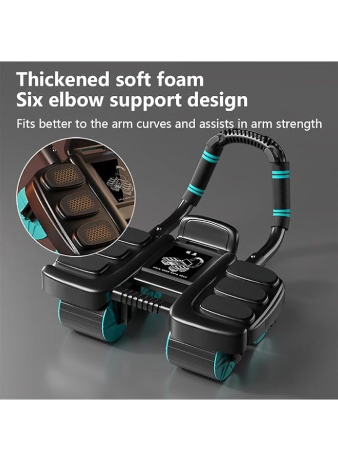 DUNISO عجلة تمارين البطن ، عجلة تمارين بطن أوتوماتيكية بـ 4 عجلات مع دعم للكوع ، عجلة تمارين بطن منزلية مع عجلات نابضة ، قوية ومتينة ، لتمارين البطن الفعالة - Image 5