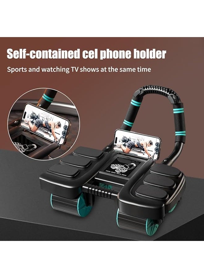 DUNISO عجلة تمارين البطن ، عجلة تمارين بطن أوتوماتيكية بـ 4 عجلات مع دعم للكوع ، عجلة تمارين بطن منزلية مع عجلات نابضة ، قوية ومتينة ، لتمارين البطن الفعالة - Image 4