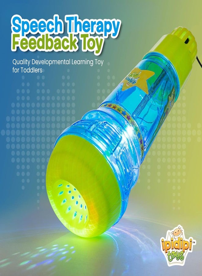 IPIDIPI TOYS Echo Microphone for Kids, Magic Microphone for Toddlers with Multicolored Flashing Light - Speech Therapy and Retro Gift Mic Toy for Boys (Blue/Yellow) - Image 2