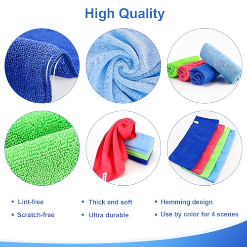 ovwo 12Pcs Premium Microfiber Cleaning Cloths - Highly Absorbent, Lint Free, Streak Free, Micro Fiber Cleaning Towels, Dish Cloth, Wash Clothes, Size: 12" X 12" Especially for Kitchen, Home - Image 3