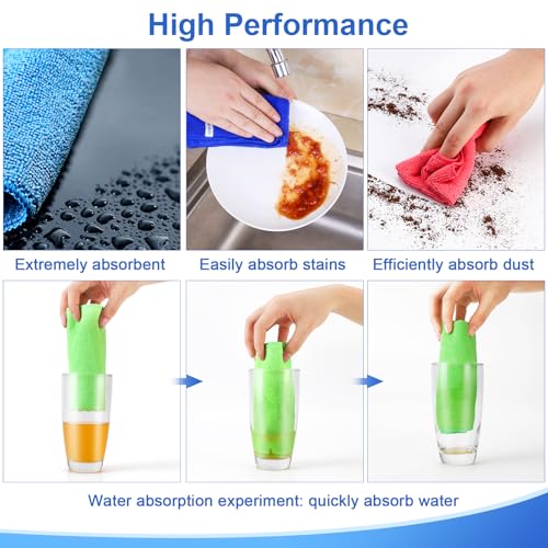 ovwo 12Pcs Premium Microfiber Cleaning Cloths - Highly Absorbent, Lint Free, Streak Free, Micro Fiber Cleaning Towels, Dish Cloth, Wash Clothes, Size: 12" X 12" Especially for Kitchen, Home - Image 4