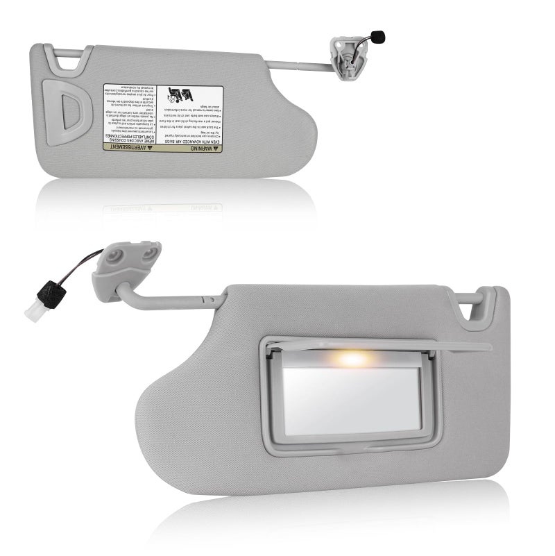 Left Driver Side Sun Visor with Light for Nissan Altima Without Sunroof 2013 2014 2015 2016 2017 2018 Replaces for 964013TA2A Gray