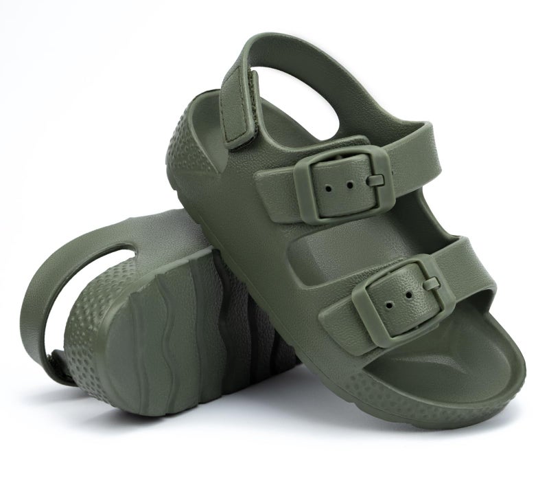 ChayChax Toddler Boys Girls Double Buckle Sandals Children's Adjustable Back Strap Water Sandal, Army Green, 6 Toddler - Image 4