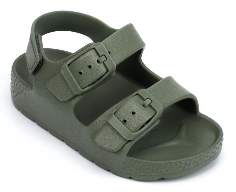 ChayChax Toddler Boys Girls Double Buckle Sandals Children's Adjustable Back Strap Water Sandal, Army Green, 6 Toddler - Image 1