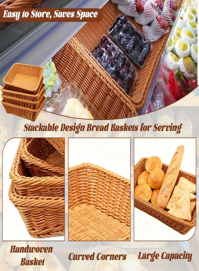 Retainbre 3 Pack Wicker Bread Baskets for Serving 15.8 Inch Rattan Tray Rectangular Display Baskets for Food Fruit Vegetables Snack Decorative Kitchen Restaurant Home - Image 4