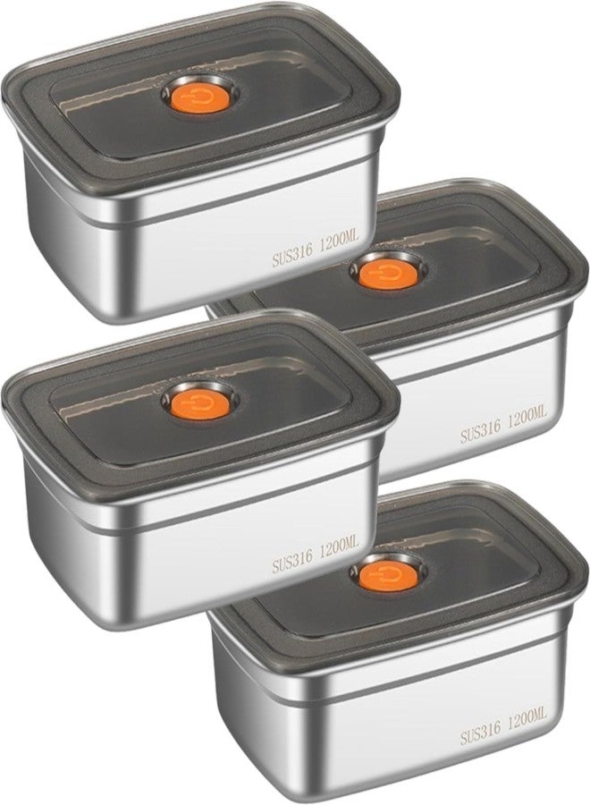 Turbid Food Storage Stainless Steel Snack Containers for Kids, Easy Open Leak Proof Metal Toddler Snack 1200 ML with Airtight Lids, SUS 316 Steel Metal Lunch Box for School, Travel(4, 1200ml) - Image 1