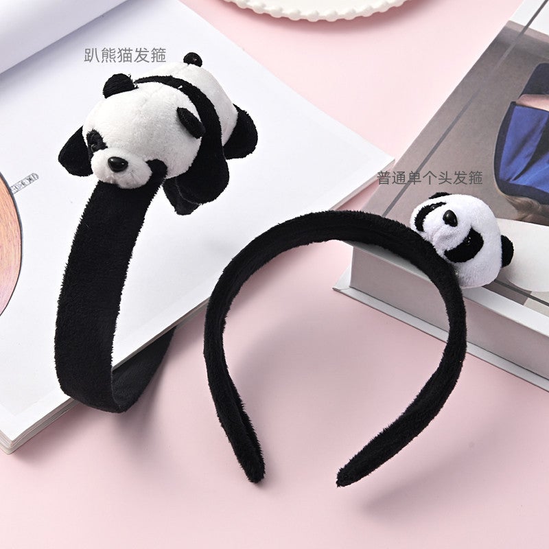Generic Giant Panda Hair Hoop Plush Giant Panda Hair Card Cute Hair Ball Hair Accessories Tourist Souvenirs Scenic Headband Ordinary single hair hoop 