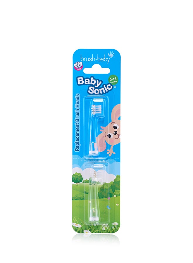 brush-baby BabySonic Electric Toothbrush Replacement Brush Heads for 0-18 Months - Ensures Delicate Dental Care and Gum Relief, Ideal for Newborns and Infants, Easy-to-Replace, BPA-Free, Pack of 2 - Image 1