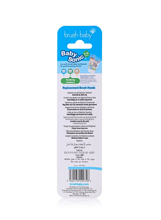 brush-baby BabySonic Electric Toothbrush Replacement Brush Heads for 0-18 Months - Ensures Delicate Dental Care and Gum Relief, Ideal for Newborns and Infants, Easy-to-Replace, BPA-Free, Pack of 2 - Image 2