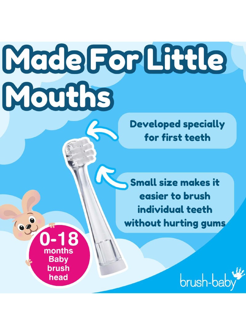 brush-baby رؤوس فرشاة الأسنان الكهربائية BabySonic البديلة للأطفال من 0-18 شهرًا - تضمن العناية اللطيفة بالأسنان وتخفيف اللثة، مثالية للمواليد والرضع، سهلة الاستبدال، خالية من BPA، عبوة من 2 - Image 3