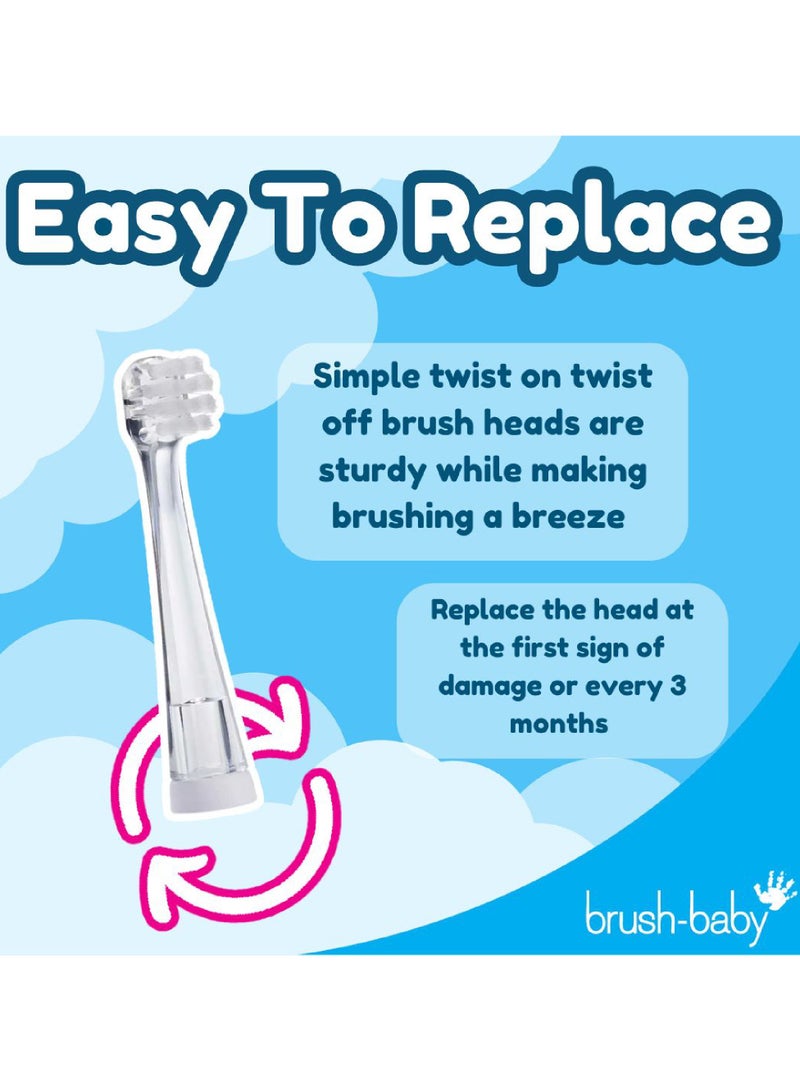 brush-baby رؤوس فرشاة الأسنان الكهربائية BabySonic البديلة للأطفال من 0-18 شهرًا - تضمن العناية اللطيفة بالأسنان وتخفيف اللثة، مثالية للمواليد والرضع، سهلة الاستبدال، خالية من BPA، عبوة من 2 - Image 5