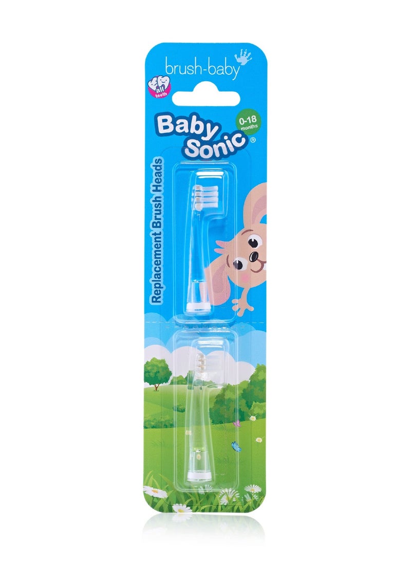 brush-baby رؤوس فرشاة الأسنان الكهربائية BabySonic البديلة للأطفال من 0-18 شهرًا - تضمن العناية اللطيفة بالأسنان وتخفيف اللثة، مثالية للمواليد والرضع، سهلة الاستبدال، خالية من BPA، عبوة من 2 - Image 1