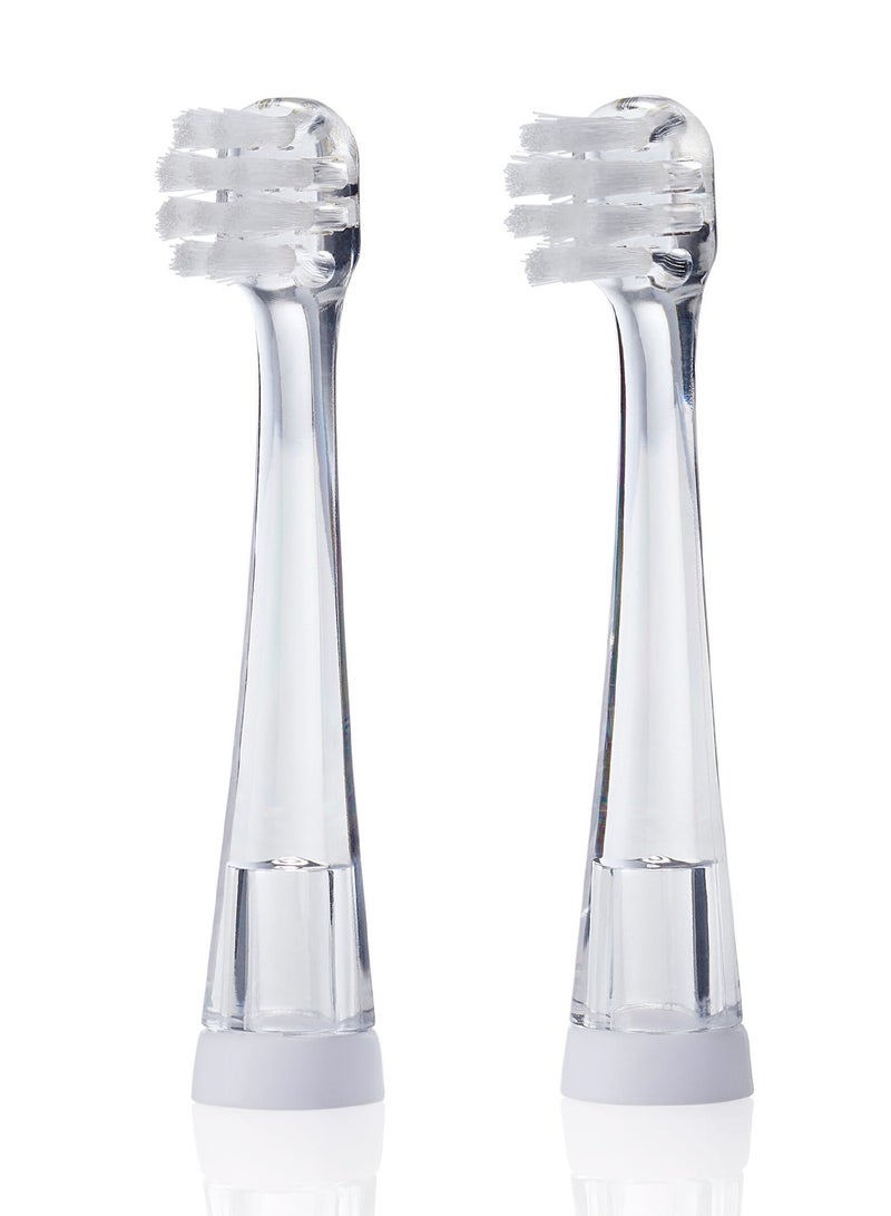 brush-baby رؤوس فرشاة الأسنان الكهربائية BabySonic البديلة للأطفال من 0-18 شهرًا - تضمن العناية اللطيفة بالأسنان وتخفيف اللثة، مثالية للمواليد والرضع، سهلة الاستبدال، خالية من BPA، عبوة من 2 - Image 2