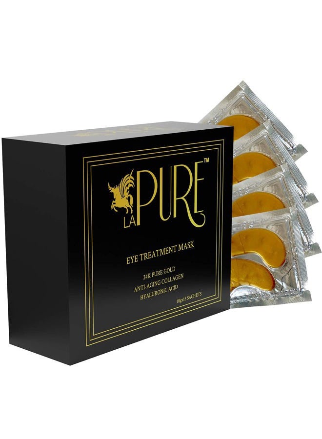 LA PURE 24K Gold Eye Treatment Masks - Under Eye Patches, Under Eye Bags Treatment, Eye Mask for Puffy Eyes, Anti-Wrinkle, Dark Circles, Gel Pads 15 Pairs - Image 5