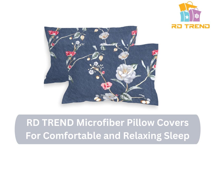 RD TREND® Glace Cotton Assorted Pillow Cover Set of 2 (4 Pcs) – Premium 210 TC, Standard Size 18"x28" | Soft & Breathable Floral Printed Design for Bedroom |Bluestar&Grey - Image 5