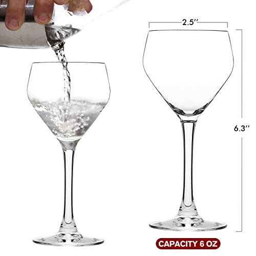 Chouggo Nick & Nora Glasses Cocktail Glasses Set of 4, Hand Blown Premium Crystal Cocktail Glass for Bar, Martini, Cosmopolitan, Manhattan, 6Oz, Clear - Image 5