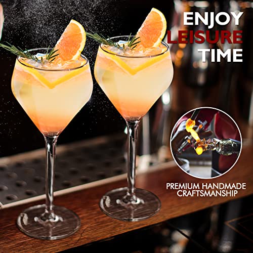 Chouggo Nick & Nora Glasses Cocktail Glasses Set of 4, Hand Blown Premium Crystal Cocktail Glass for Bar, Martini, Cosmopolitan, Manhattan, 6Oz, Clear - Image 3