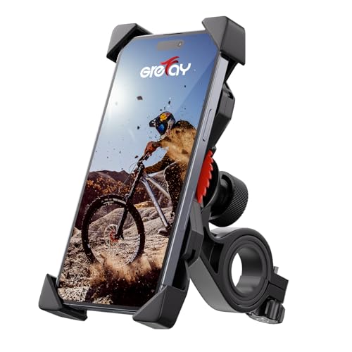 Grefay Bike Phone Holder, Motorcycle Phone Holder with Handlebar Clamp for Bicycle, Suitable with iPhone 16 15 14 Pro Max Plus/13 12 11 Pro Max Mini, XS XR X, SE/3.5-6.5 Inch Smartphone, 360 Rotatable - Image 1