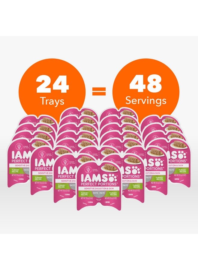 Iams Perfect Portions Sensitive Digestion & Skin Adult Wet Cat Food Paté, Turkey Recipe, 2.6 oz. Easy Peel Twin-Pack Trays (24 Count, 48 Servings) - Image 2