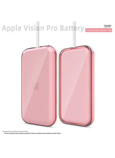 For Apple Vision Pro Battery Case Transparent For Apple VR Head Display Power TPU Case-Specifications:[TPU Through Rose Red] VR Battery Protective Case