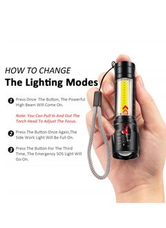 Y&D 4 Pack USB Rechargeable Flashlight with 3 Modes, Bright LED Handheld COB Side Lights, Portable Flashlights for Camping, Hiking, Emergency, and Daily Use  - Image 2