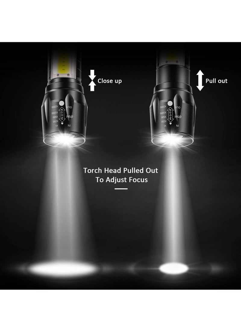 Y&D - 4 Pack USB Rechargeable Flashlight with 3 Modes, Bright LED Handheld COB Side Lights, Portable Flashlights for Camping, Hiking, Emergency, and Daily Use - Image 1