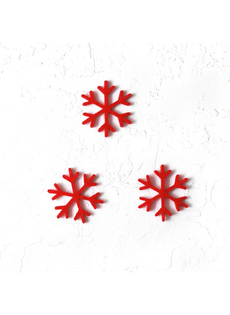 Bimotif - Christmas felt snowflake ornament, red 3 pieces - Image 1