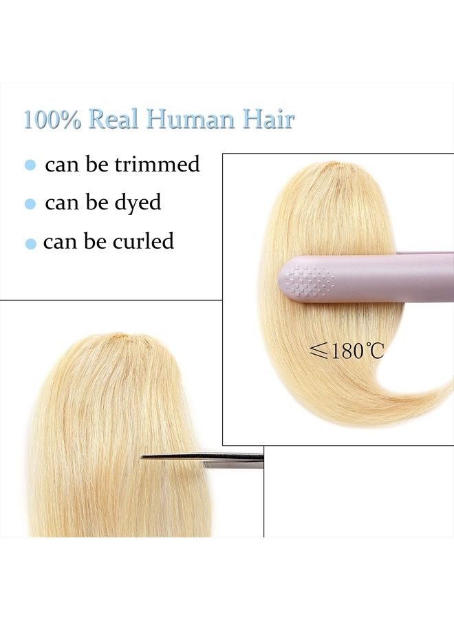 SEGO Side Bangs Clip in Bangs 100% Real Human Hair 10 inch 2PCS French Bangs Wave Fringe Swept Natural look Hair Piece 15g/Pcs-Bleach Blonde - Image 5