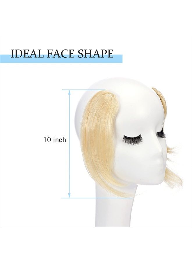 SEGO Side Bangs Clip in Bangs 100% Real Human Hair 10 inch 2PCS French Bangs Wave Fringe Swept Natural look Hair Piece 15g/Pcs-Bleach Blonde - Image 4