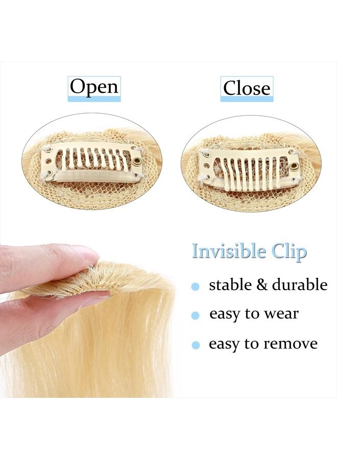 SEGO Side Bangs Clip in Bangs 100% Real Human Hair 10 inch 2PCS French Bangs Wave Fringe Swept Natural look Hair Piece 15g/Pcs-Bleach Blonde - Image 3