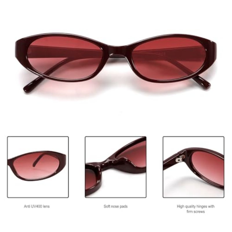 Retro Oval Sunglasses for Women 2026 90s Small Chic Cat Eye Sun Glasses Sunnies Lightweight Shades - Image 4