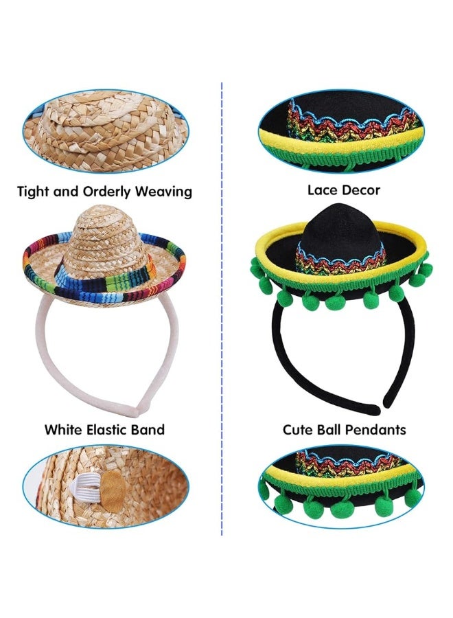 JOYIN 6 PCS Cinco De Mayo Fiesta Fabric and Straw Sombrero Headbands Party Costume for Fun Fiesta Hat Party Supplies, Luau Event Photo Props, Mexican Theme Decorations and Party Favors - Image 1