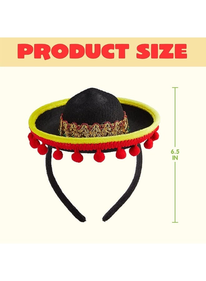 JOYIN 6 PCS Cinco De Mayo Fiesta Fabric and Straw Sombrero Headbands Party Costume for Fun Fiesta Hat Party Supplies, Luau Event Photo Props, Mexican Theme Decorations and Party Favors - Image 2